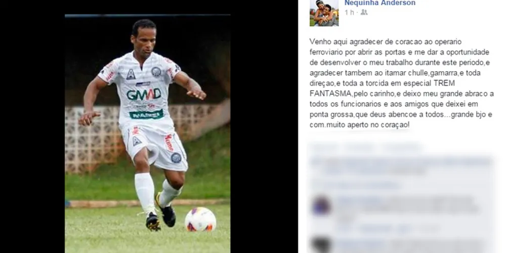 Imagem ilustrativa da imagem Nequinha se despede do Operário pelas redes sociais