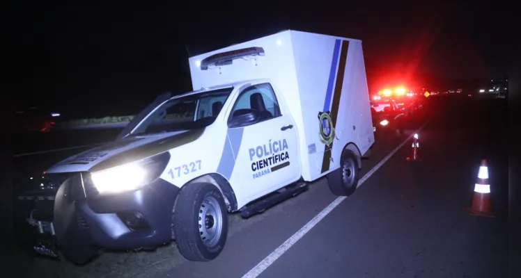 Equipe da Polícia Científica também foi acionada para o acidente de trânsito.