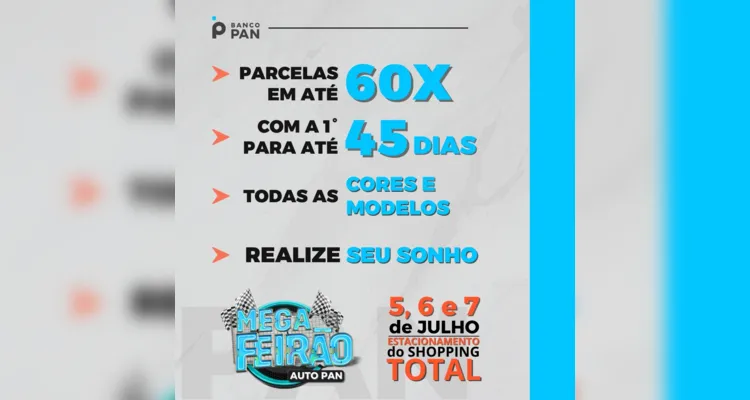 Mega Feirão do Banco Pan acontece neste fim de semana em PG