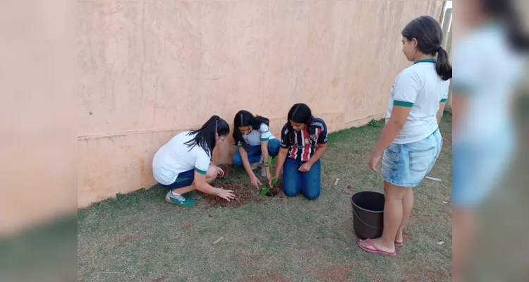 Educandos foram protagonistas de toda a ação ambiental na escola.