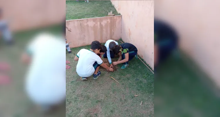 Educandos foram protagonistas de toda a ação ambiental na escola.