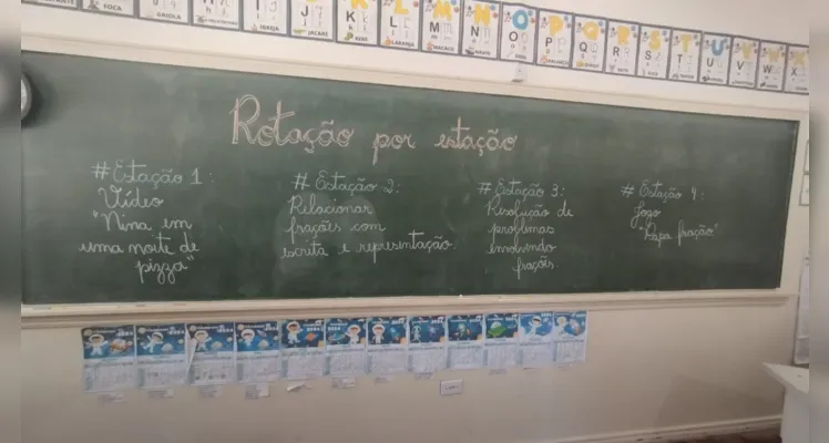 Veja momentos da dinâmica em sala de aula.