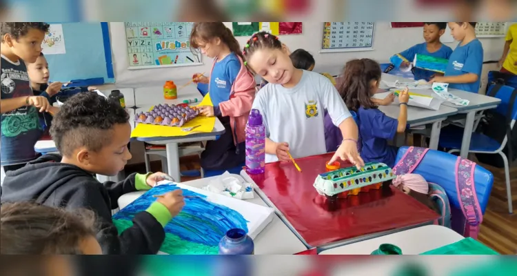 Uma das atividades realizadas pela turma consistiu na elaboração de maquetes sobre as temáticas trabalhadas.