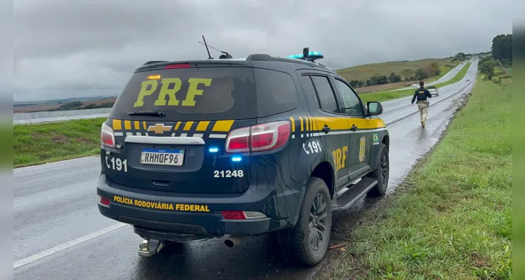 Motorista perde o controle e van capota na BR-376 em PG