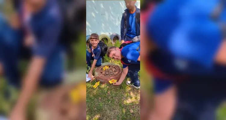 Entre as atividades propostas, os alunos confeccionaram flores, símbolo da campanha, braceletes e bandeirinhas.