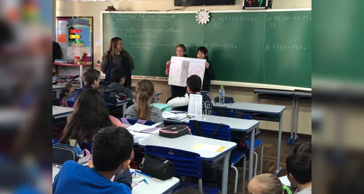 A parte final dos trabalhos consistiu em apresentações dos alunos nas demais turmas da escola.