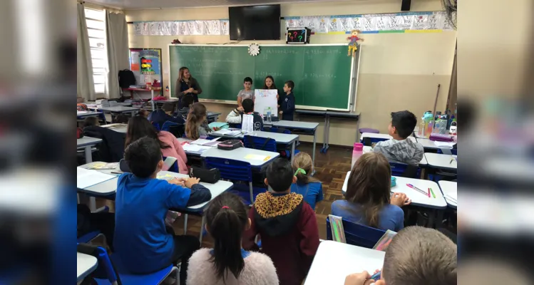 A parte final dos trabalhos consistiu em apresentações dos alunos nas demais turmas da escola.