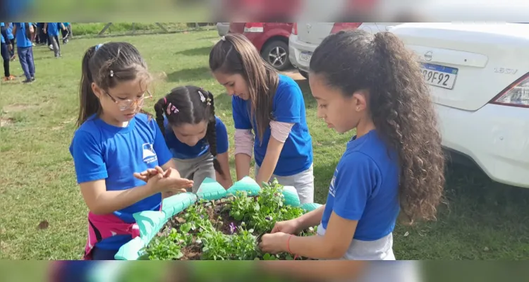 Como uma das principais atividades da proposta, a turma participou da revitalização do jardim da escola.