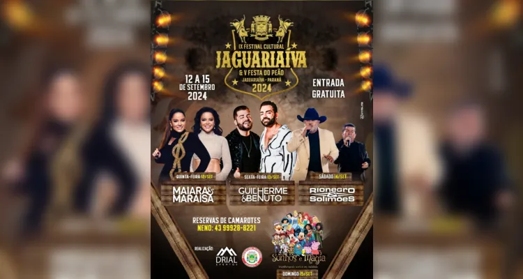 Jaguariaíva recebe shows nacionais no mês de agosto e setembro