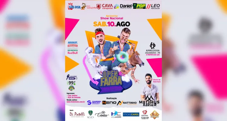 Jaguariaíva recebe shows nacionais no mês de agosto e setembro