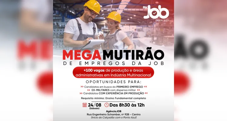 Agência JOB realiza mega feirão de emprego com centenas de vagas