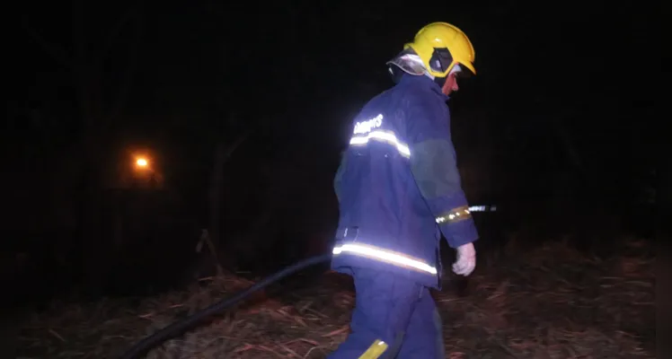 Incêndio em vegetação foi combatido na noite dessa quinta-feira