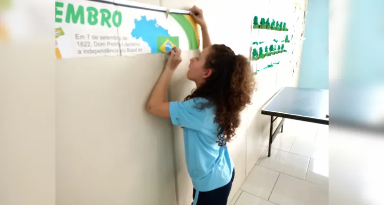 O resultado das pesquisas e trabalhos foram expostos em um mural na escola.