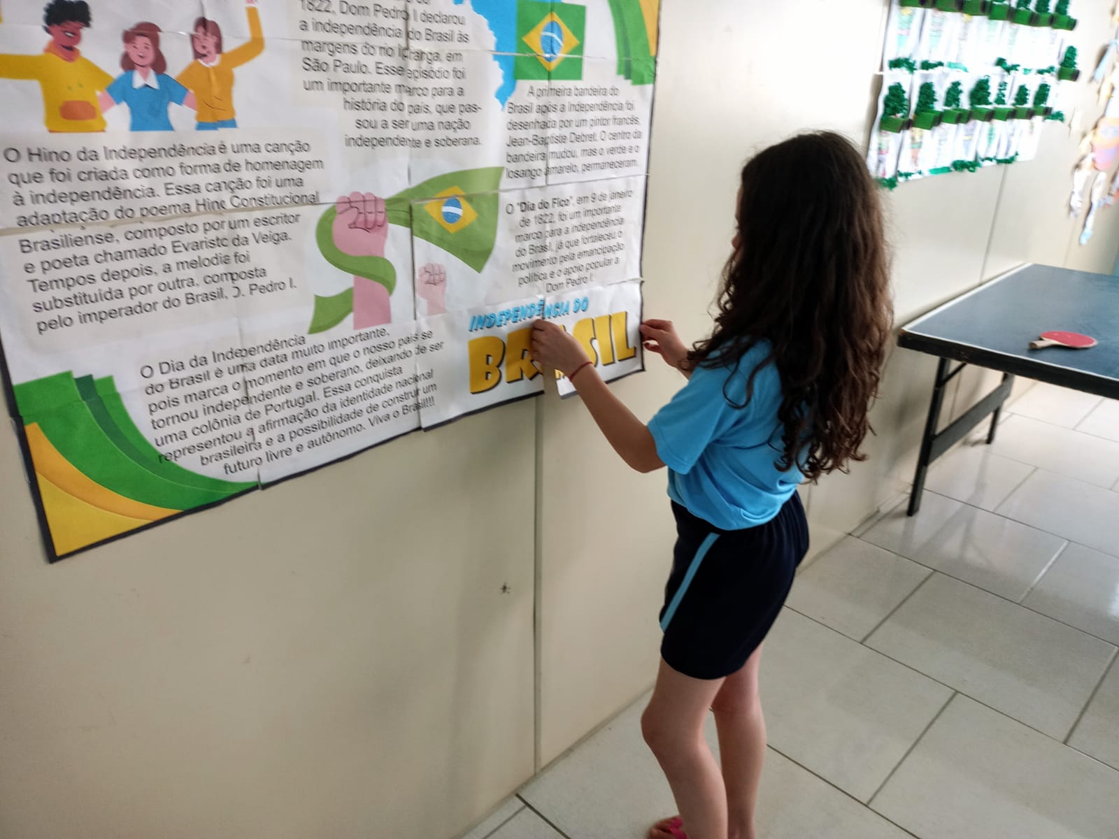 O resultado das pesquisas e trabalhos foram expostos em um mural na escola.