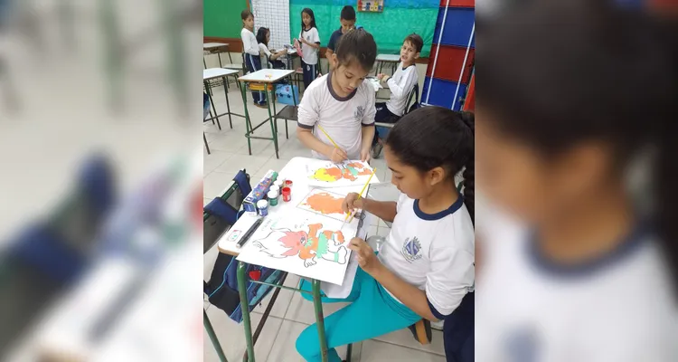 Educandos puderam fazer representações artísticas em sala de aula.