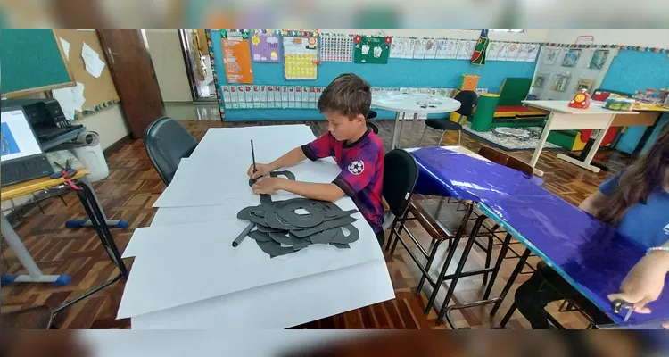 A produção de cartazes também fez parte das atividades da turma.