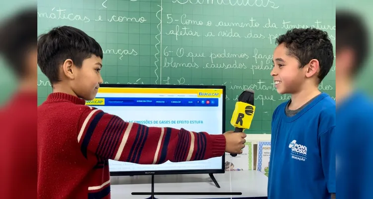 Umas das ações realizadas pela turma consistiu na gravação de entrevistas abordando questões ambientais.