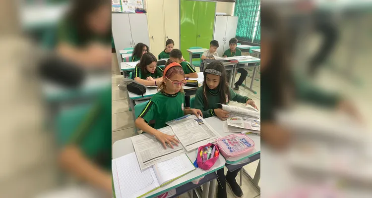 Exemplares do impresso e produção do projeto foram destaques em sala de aula.