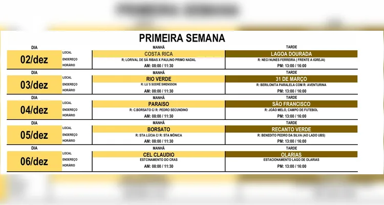 Confira a programação divulgada pela Prefeitura de Ponta Grossa |