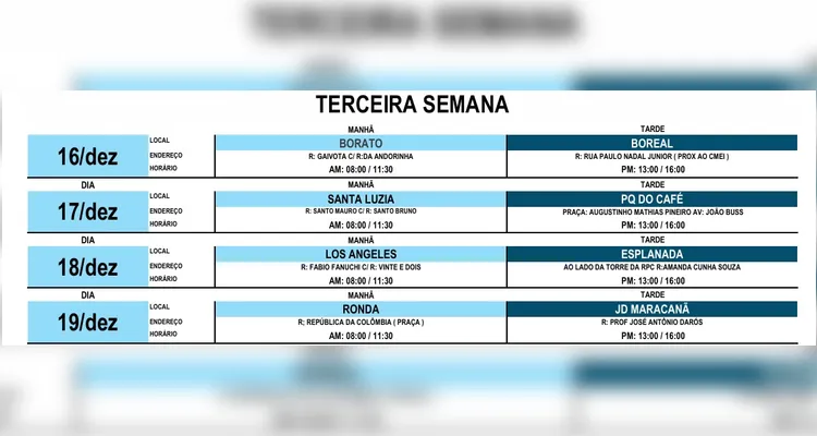 Confira a programação divulgada pela Prefeitura de Ponta Grossa |