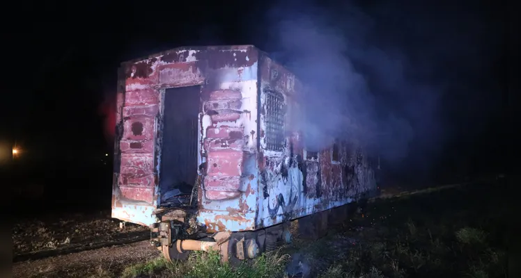 Vagão estava no antigo pátio da Rumo Logística.