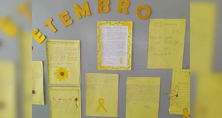 Como atividade prática, os alunos confeccionaram seus próprios manifestos sobre o Setembro Amarelo.