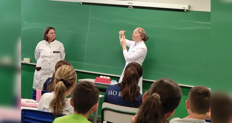 A palestra com uma dentista foi o complemento das atividades realizadas pela turma.