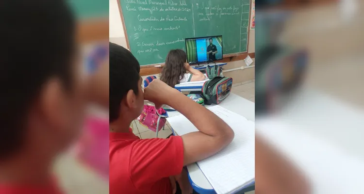 Veja os registros do trabalho em sala de aula.