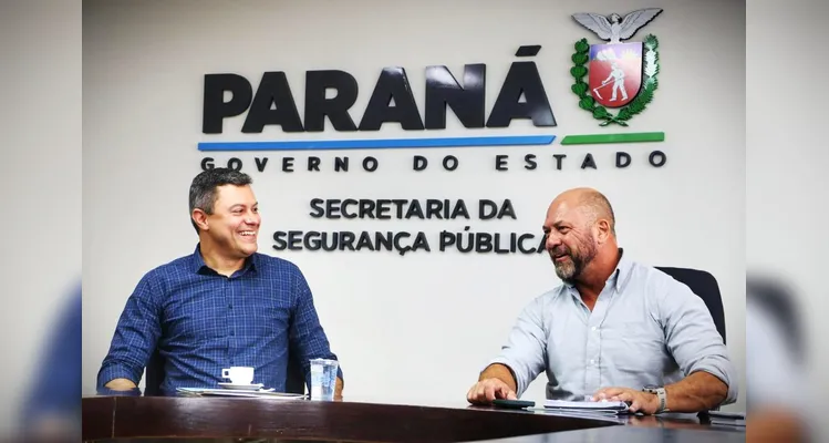 Marcelo Rangel e Hudson Leôncio, secretários de Segurança de Ponta Grossa e do Paraná, respectivamente.