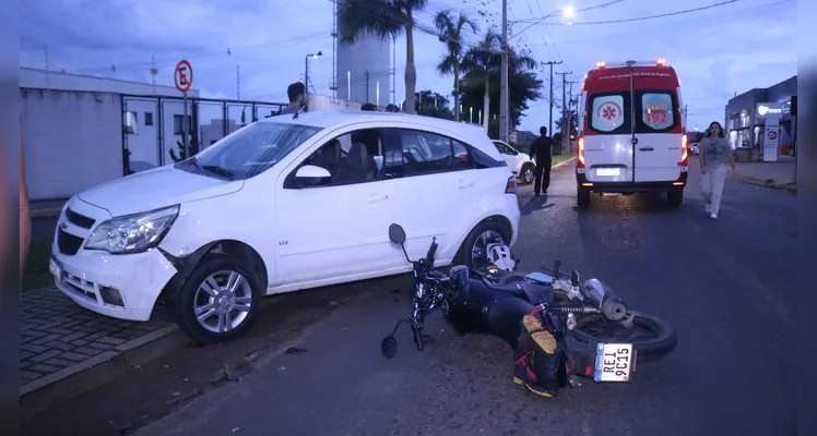 Motociclista de 41 anos foi socorrido e conduzido para casa hospitalar