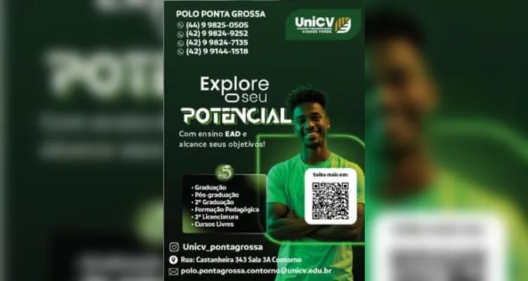 Promoção especial da UniCV oferta cursos de graduação e pós a partir de R$ 89 por mês em PG