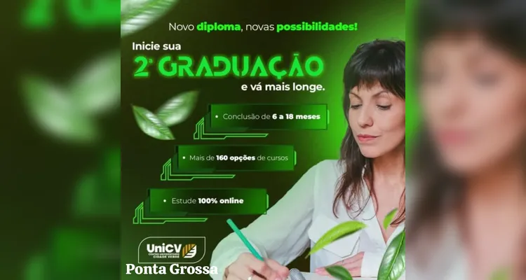 Promoção especial da UniCV oferta cursos de graduação e pós a partir de R$ 89 por mês em PG