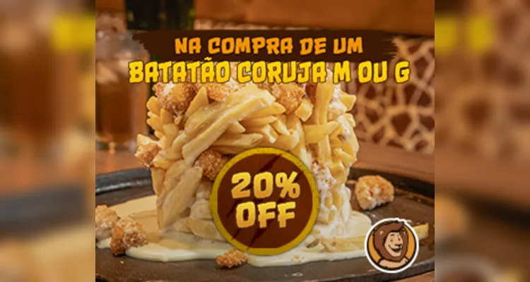 Restaurante apresenta preços arrasadores na compra do Batatão Coruja M ou G e na Tábua Anima