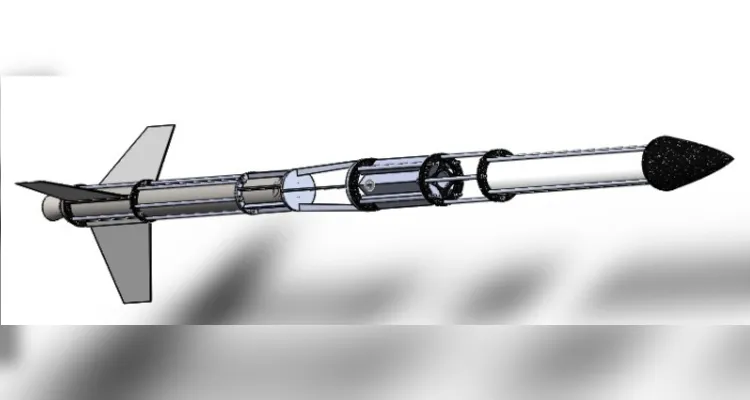 Minifoguete ‘Odyssey’ tem 3,10 metros com motor de propelente sólido