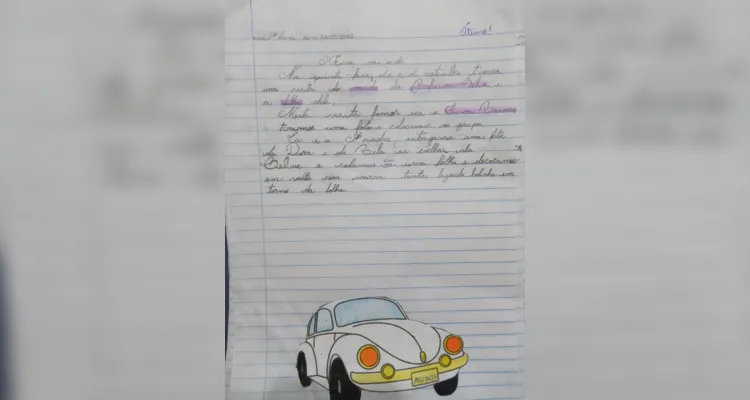 Alunos se encantam com o 'Dia do Fusca' em Carambeí