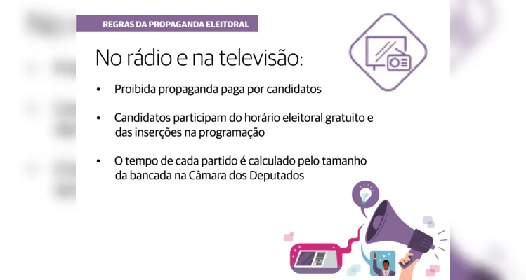 No rádio e na televisão: