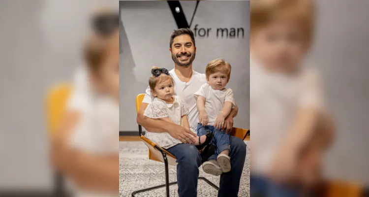Vitor Komatsu e seus filhos Maria e Marcelo Komatsu