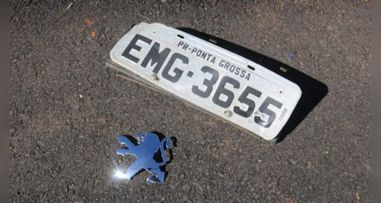 A placa do carro caiu no local no momento do acidente. 