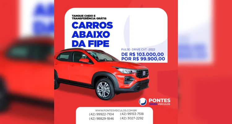 Mega Feirão com carros abaixo da 'Fipe' neste fim de semana em PG