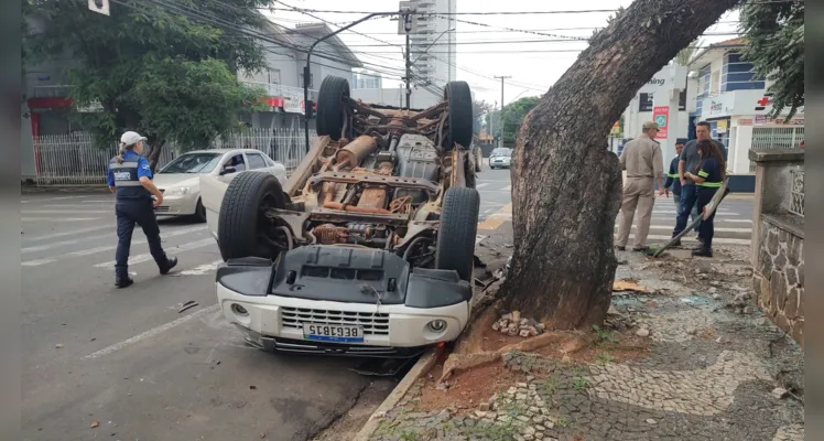 Pajero chegou a capotar e colidir contra uma árvore de calçada