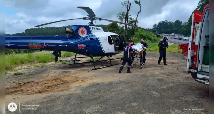 Acidente na BR-376 mobiliza atendimento aeromédico 