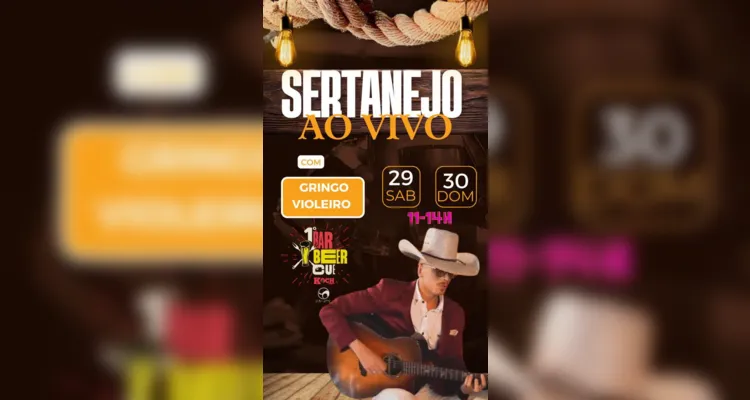 Gringo Violeiro tocará nos dois dias do evento.