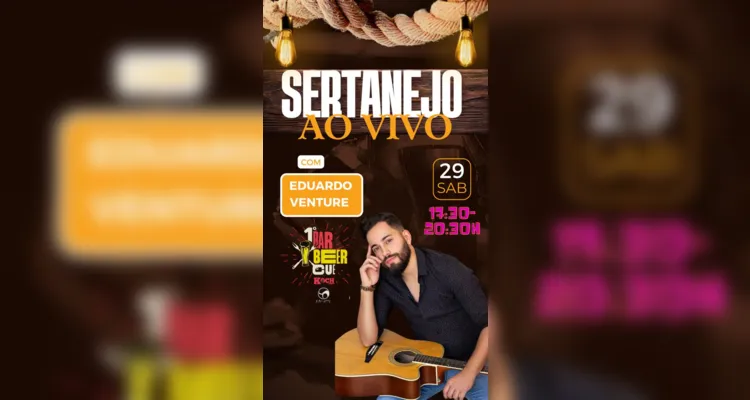 Eduardo Venture se apresentará no sábado (29), das 17h30 às 20h.