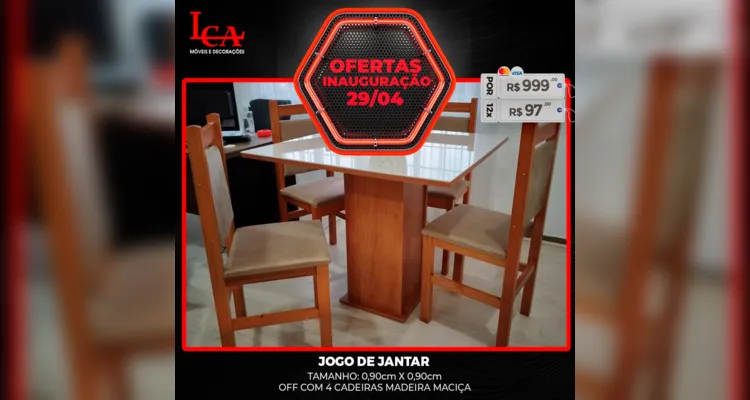 Jogo de jantar por R$ 999 ou em 12x de R$ 97