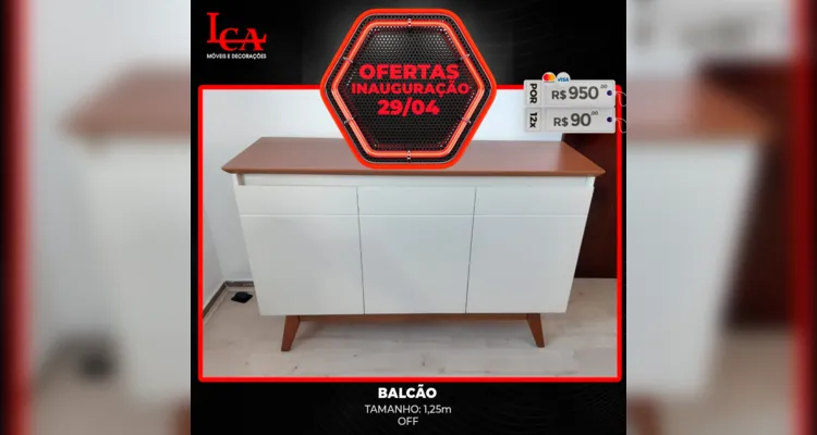 Balcão por R$ 950 ou em 12x de R$ 90