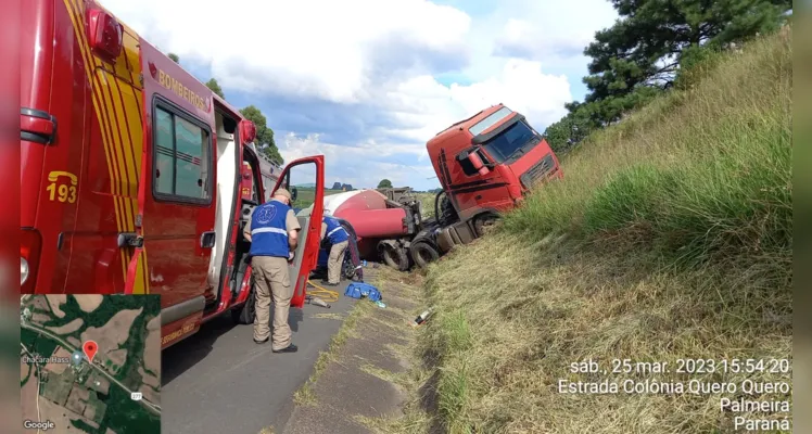 Motorista sem CNH se envolve em acidente com caminhão na BR 277