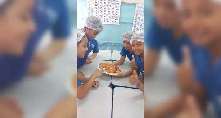 Trabalhando conceitos matemáticos, os alunos prepararam pizzas em sala de aula