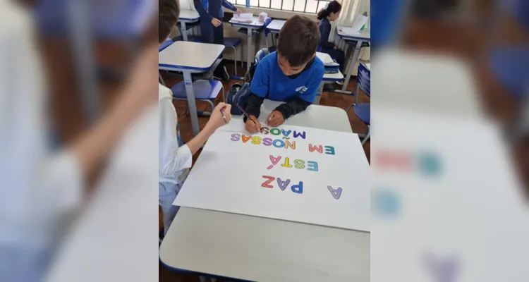 Os trabalhos dos alunos foram expostos no mural da escola com a intenção de conscientizar a comunidade sobre a importância do tema