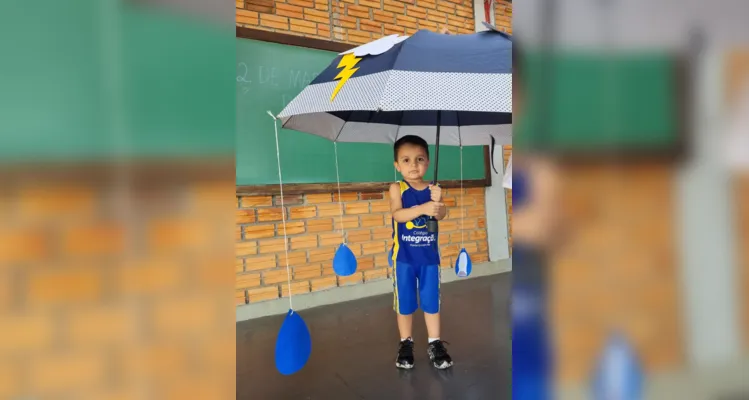 Para melhorar a compreensão dos alunos a professora confeccionou um guarda-chuva didático 