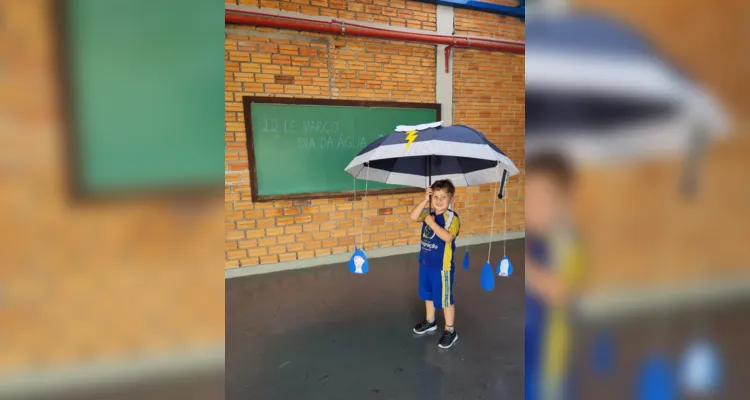 Para melhorar a compreensão dos alunos a professora confeccionou um guarda-chuva didático 